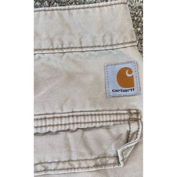 Carhartt Cargo Shorts Mens 50 Beige Cream Relaxed Fit Workwear Pockets - Picture 3 of 6